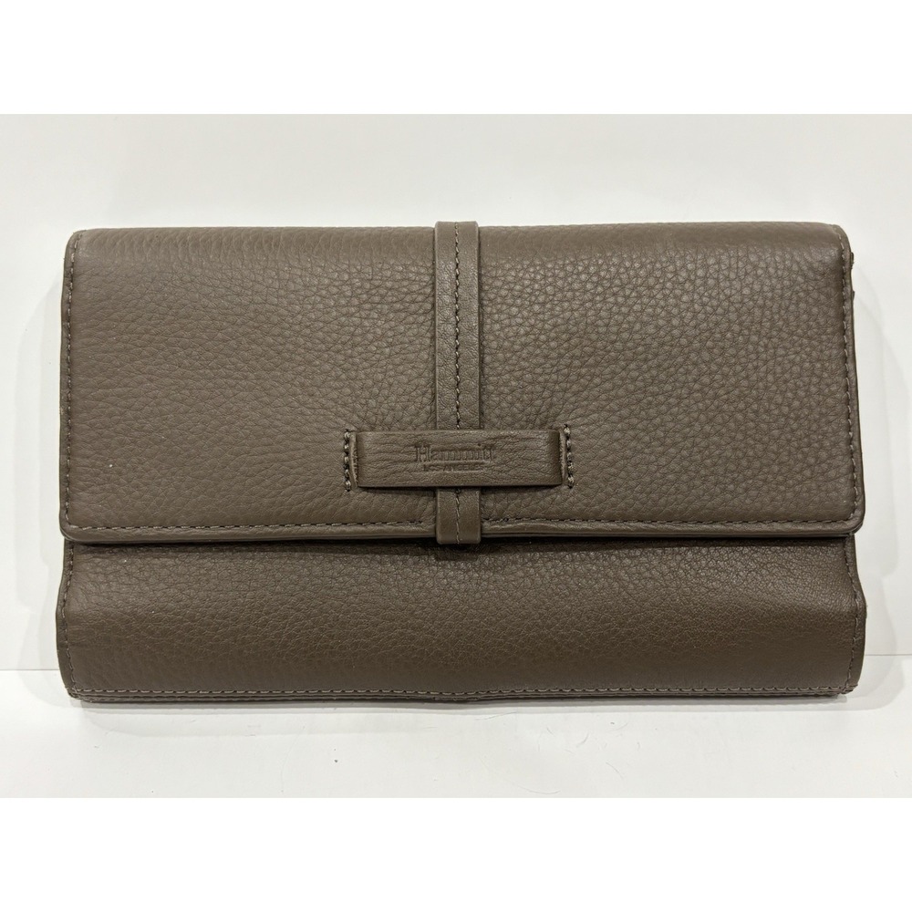 Hammitt Benjamin Olivine Pebbled Leather Trifold Wallet Clutch Bag